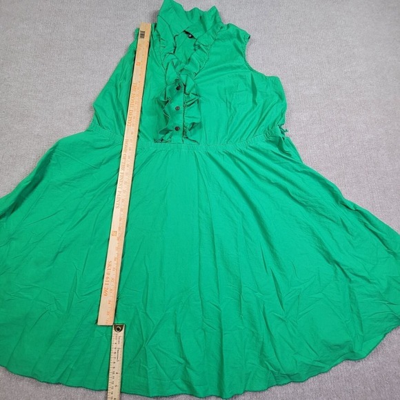 Ashley Stewart Shirt Dress Women's 20 Green Ruffle Trim Sleeveless A-Line Modest - Picture 6 of 7